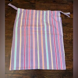 Pottery Barn Kids Purple Rainbow Striped Laundry Liner w/Drawstring Ties EUC